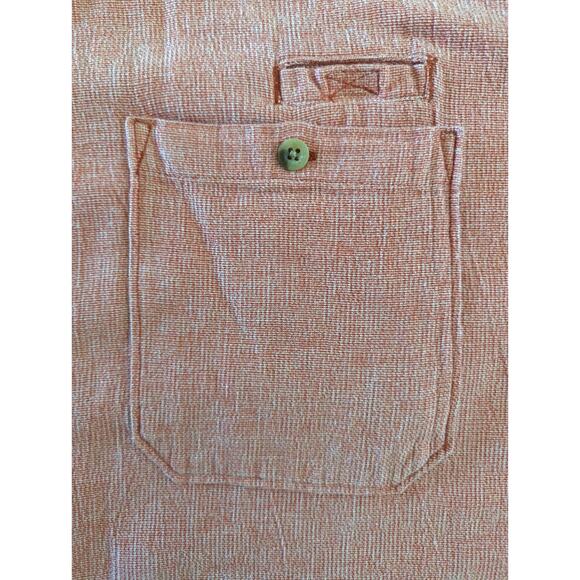 Woolrich Woven Orange Pap 100% Cotton Button Up Short Sleeve Shirt Men Size XXL - Picture 5 of 8